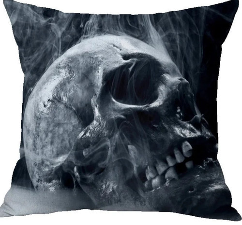 Grey smoking skull linen - smoking, skull'