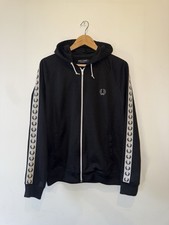Fred Perry Black and White Zip-up Hoodie Size: L - Worn Once Excellent Condition
