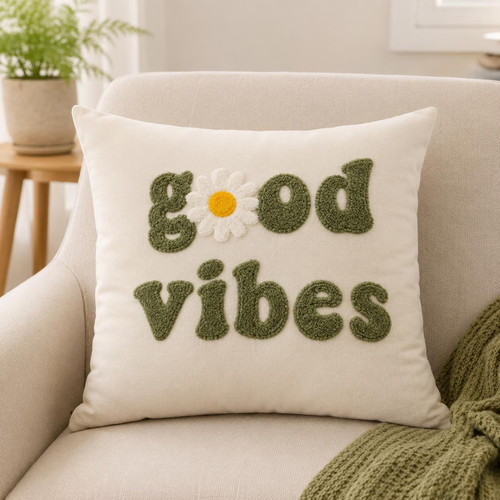 Embroidered good vibes - embroidered, daisy