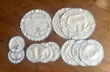 Set of 9 vintage embroidered dressing table cloth mat doilies (plus 2 extra)