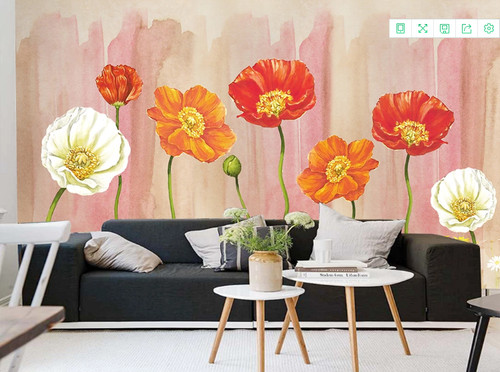 Poppy floral self adhesive - 3d,