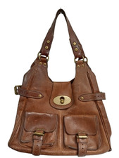 Vintage Mulberry Roxanne Brown Leather Shoulder Bag W/ Brass Hardware - Preowned
