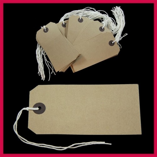 Strung tie tags string - tie, on