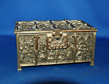 An antique 19th century gothic, medieval, church, religious cast metal casket