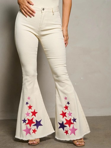 Ivory bell bottom denim - bell,