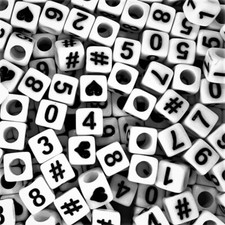 6mm cube white 0-9 acrylic