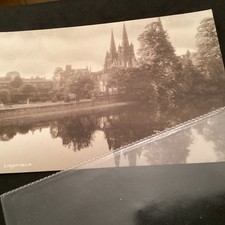 old Staffordshire Picture postcard  Lichfield  Cathedral , Cambria Series .