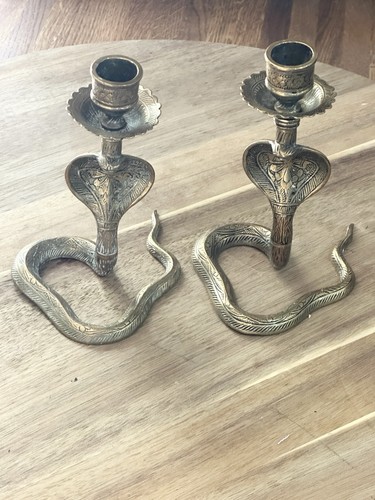 Vintage brass cobra snake - brass,