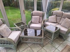Reupholstered Rattan Six Peice Furniture Set