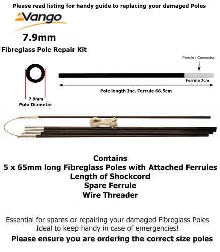 Vango fibreglass pole repair - pole,