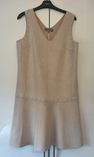 Next - Ladies V-neck Dress Soft suede Size 12 Beige/Cream