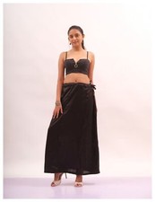 Womens Satin Silk Saree Petticoat Plain Inskirt Underskirt Indian Sari Innerwear