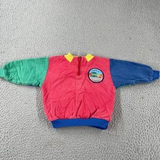 Vintage Oshkosh Bear WI 1/4 Zip Jacket Red and Blue Size 24 Months USA *Distress