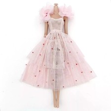 Handmade Pretty Pink Mesh Beaded Dress For Integrity Fashion Royalty Dolls