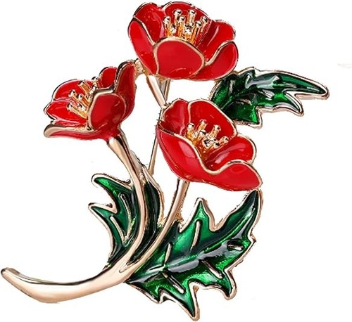Red poppy brooch - poppy,