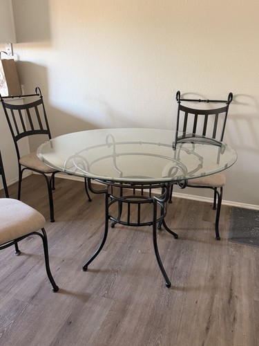 Piece round glass top - top, dining