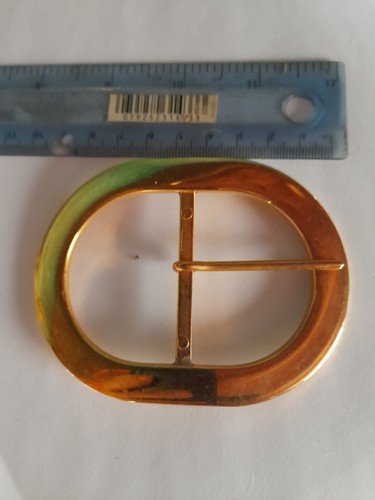 Large brass belt buckle - brass, 9cm