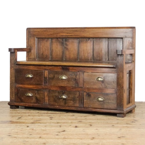 Rustic pine settle bench - settle, with