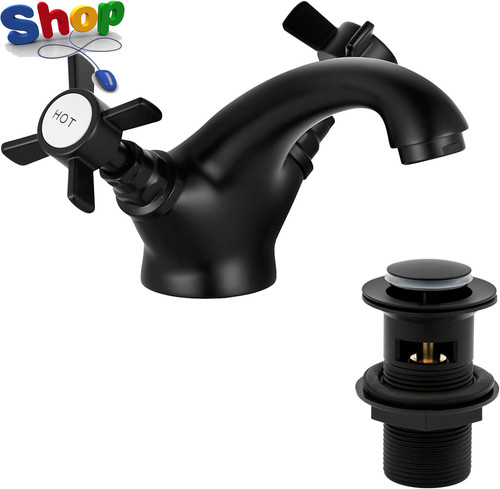 Black victorian bathroom - bathroom, sink