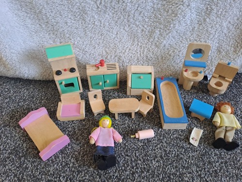 Wooden dolls house bundle - wooden,