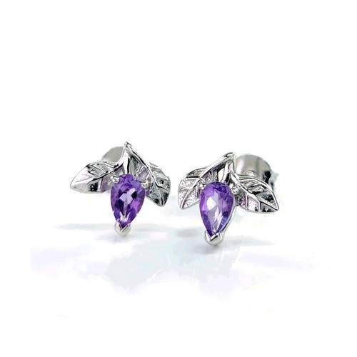Amethyst earrings sterling - earrings,