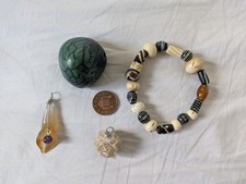 4PCS Natural Seeds Agate Pendant Desert Rose