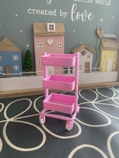 Dolls House 1:12 scale Mobile Trolley 3-Layers Vegetable Storage Rack Kitchen 