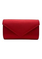 Ladies Plain Faux Leather Clutch Bag Evening Wedding Bridal Party Chain Shoulder