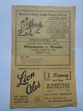 Whitehaven v Hunslet March 31st 1962 Rugby League Programme C51
