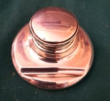Small Antique Silver Ink Well With Pen Rest Hallmark  Birmingham1924