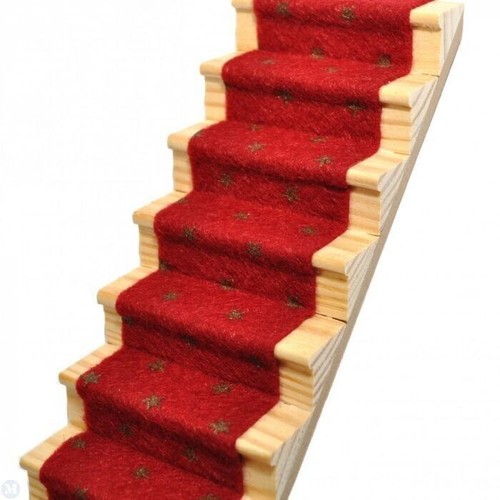 Garnet red stair carpet - stair, dolls
