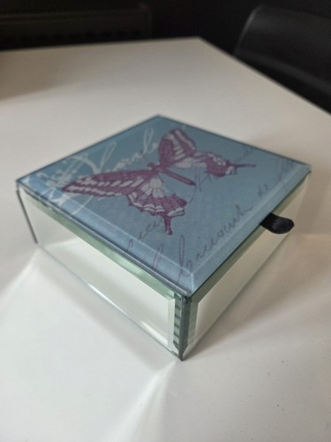 Vintage mirrored glass trinket - mirrored,