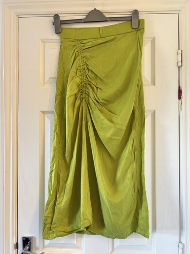 Zara lime green ruched midi - zara,