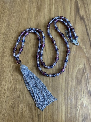 Purple glass bead flapper - bead, m&s
