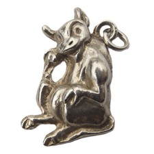 Sterling silver Laughing Cow vintage three dimensional solid charm
