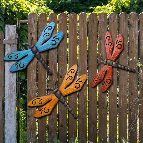 Metal dragonfly sculpture wall - sculpture,