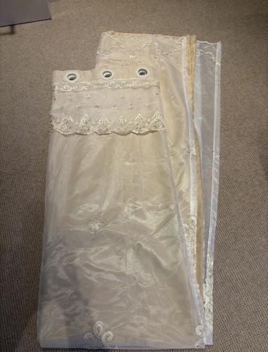 Lace eyelet curtain panel