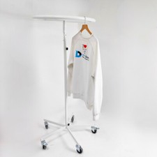 White Garment Rail Clothes Display Rack,Circular Fashion,Adjustable Height Stand