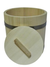 Wooden Bucket barrel with lid 15l liter old style sauna sauerkraut storage