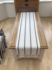 White & Navy Classic rustic country ticking stripe Romo fabric table/Bed runner