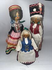 3x 1970’s Wooden Dolls On
