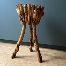 Vintage Natural Wood German Vernacular Plant Stand Jardiniere