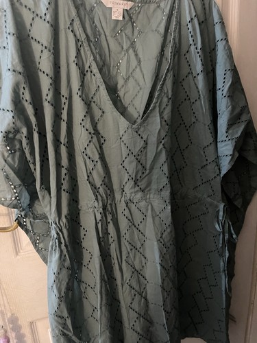 Pretty turquoise cotton kaftan - turquoise,
