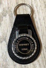 Vintage Osprey 1994 Keyring - black faux Leather Fob - Classic & Custom Car Show