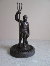 ANTIQUE MINIATURE BRONZE STATUE OF GREEK GOD NEPTUNE C.1900