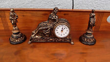 SMALL VERY ORNATE SPELTER CLOCK GARNITURE 