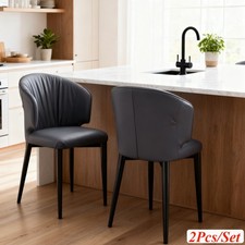 Comfort Padded Faux Leather Chairs Dining Chairs Set of 2 Dining Room Kitchen UK