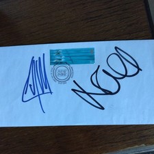 Liam AND Noel Gallagher Hand Signed 1st day cover stamp 2002 !! Oasis W/ COA