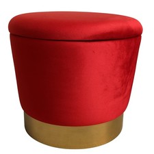 Round Velvet Ottoman Pouffe with Storage Footstool Seat Stool Vanity Chair UK