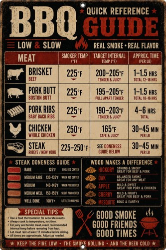 Bbq guide metal sign smoker - guide,